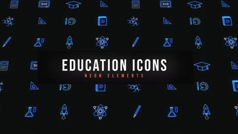 Education Neon Icons Stockmateriaal After Effects