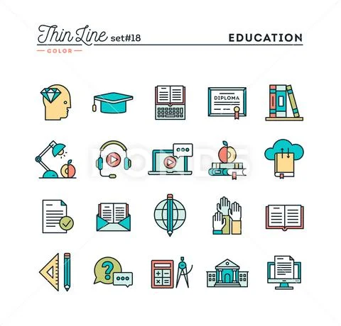 Education, online books, distance learning, webinar and more. Stock Illustration