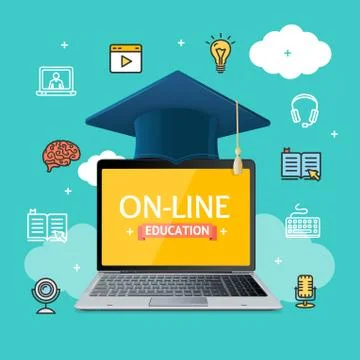 Education Online Concept. Vector Illustrazione stock