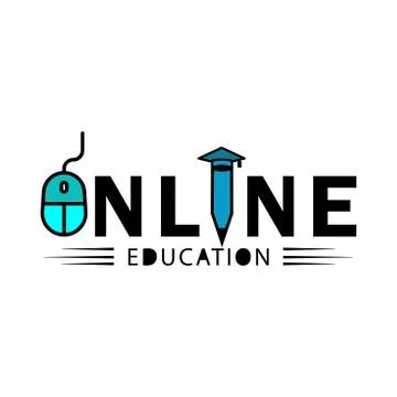 Education online flat icon with writ. Design vector Stock Illustration