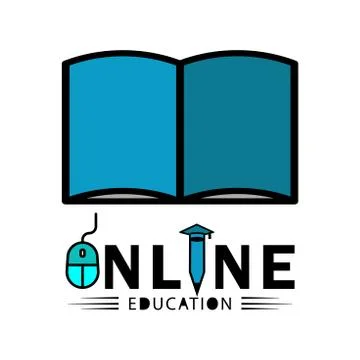 Education online flat icon with writ. Design vector Stock Illustration