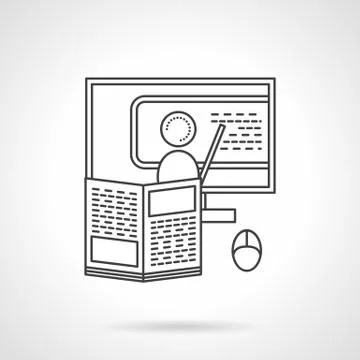 Education online flat line vector icon. 스톡 일러스트