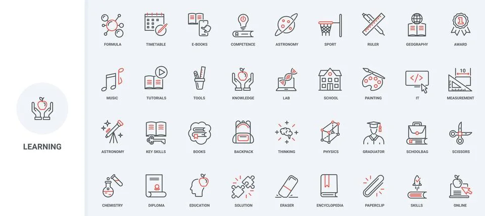 Education, online learning and knowledge for thinking skills, solution line icon Stock Illustration