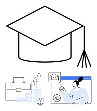Education, online learning, business development, financial growth, e-learnin Stock Illustration