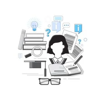 Education Online Learning Web Banner Thin Line 스톡 일러스트