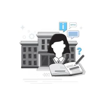 Education Online Learning Web Banner Thin Line Stock Illustration