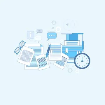 Education Online Learning Web Banner Thin Line Illustrazione stock