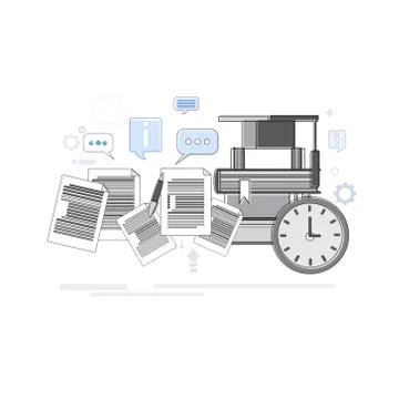 Education Online Learning Web Banner Thin Line 스톡 일러스트