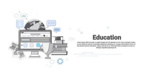 Education Online Learning Web Banner Stock Illustration
