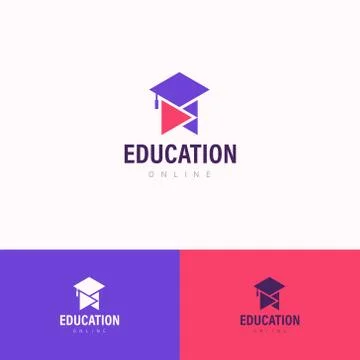 Education Online Logo Design Vector Illustrazione stock