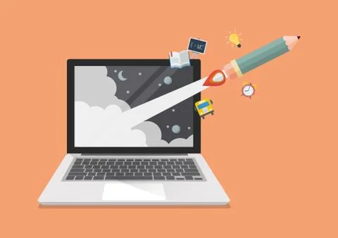 Education online or e-learning concept Illustration