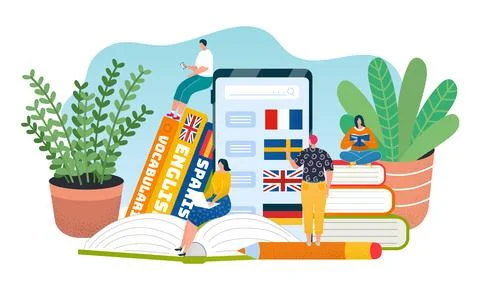 Education online, study knowledge in internet web technology vector illustration Stock Illustration