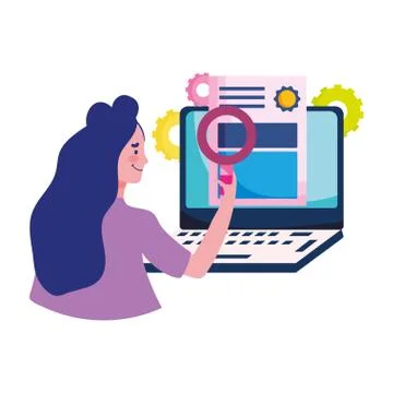Education online, teacher certificate computer success cartoon Stock Illustration