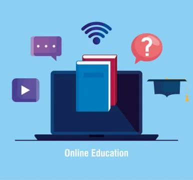 Education online technology by laptop computer Stock Illustration