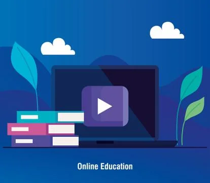 Education online technology by laptop computer Illustrazione stock