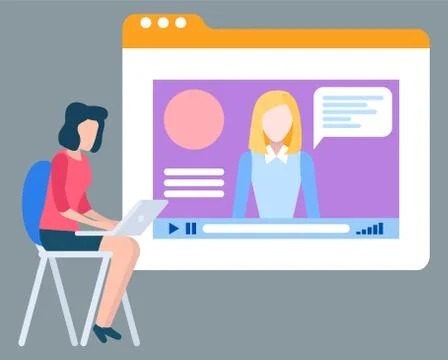 Education Online, Video Screen, E-learning Vector Stock Illustration