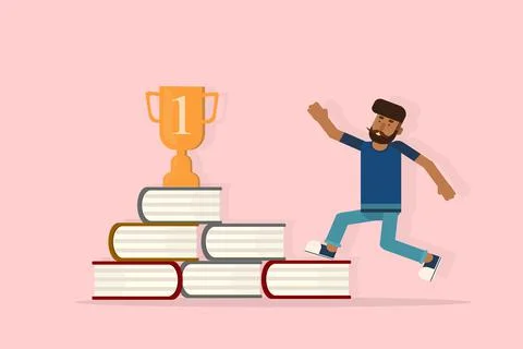Education or knowledge steps to success, learning or study for skill developm Stock Illustration
