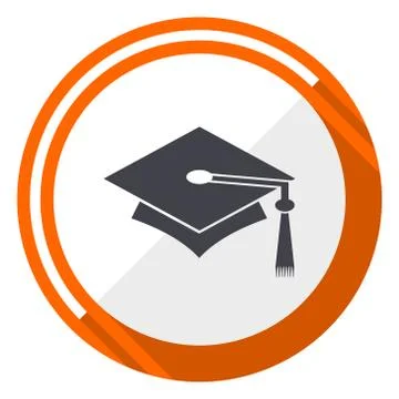 Education orange flat design vector web icon Stock Illustration