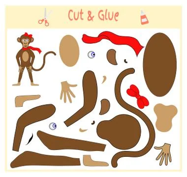 Education paper game for the development of preschool children. Cut parts of the Stock Illustration