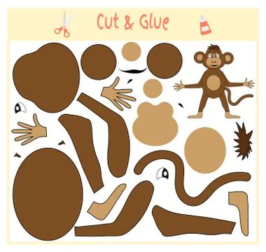 Education paper game for the development of preschool children. Cut parts of the Stock Illustration