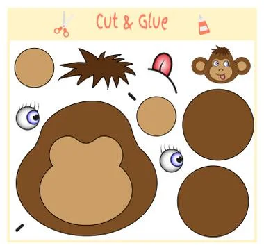 Education paper game for the development of preschool children. Cut parts of the Stock Illustration