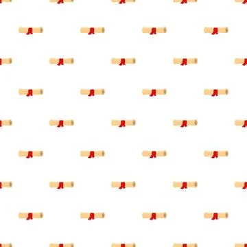 Education pattern featuring diploma scrolls with red ribbons Illustrazione stock