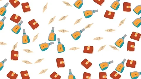 Education Pattern with Flat Illustration of Notebooks Inkwells and Paper Sheets Stock Footage 346186059