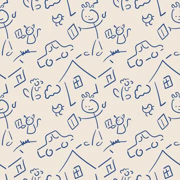 Education pattern seamless vector design. Back to school hand drawn backgroun Stock Illustration