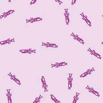 Education pen character line vector seamless pattern Stock Illustration