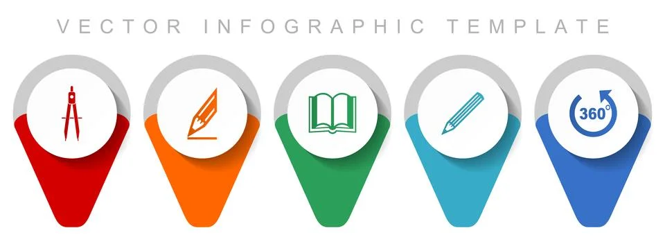 Education pointer collection, miscellaneous icons such as calippers, pencil, Stock Illustration