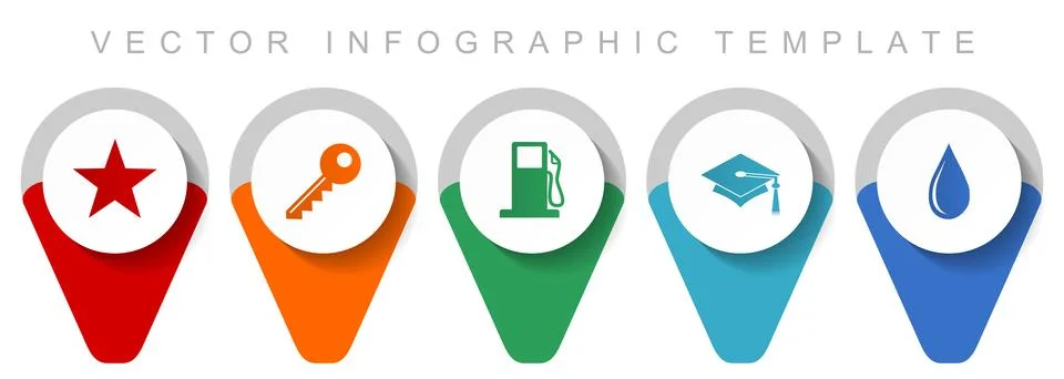 Education pointer collection, miscellaneous icons such as star, key, fuel, ed Stock Illustration