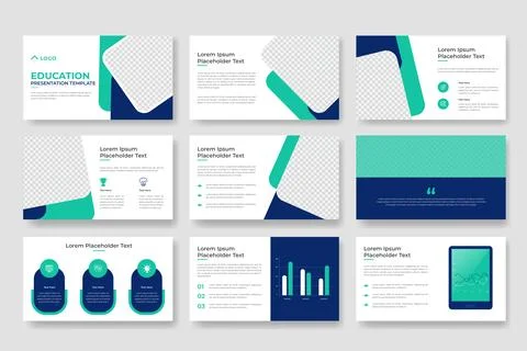 Education Powepoint presentation slides template. Online learning slide tem.. Stock Illustration