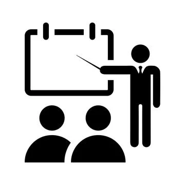Education, presentation, training icon. Black vector graphics. Stock Illustration