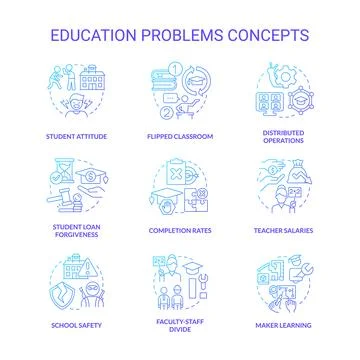 Education problem blue gradient concept icons set イラスト素材
