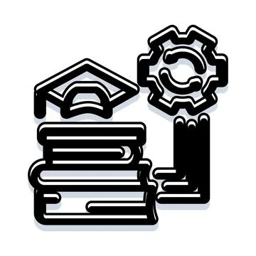 Education process concept with graduation cap and books Illustrazione stock