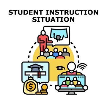 Education process connecting online and offline learning 库存插图