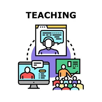 Education process connecting online learning and classroom instruction Stock Illustration