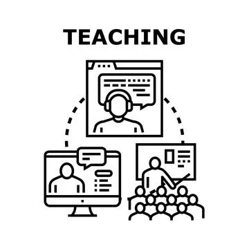 Education process connecting online learning and classroom instruction Stock Illustration