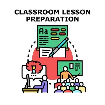 Education process diagram preparing lesson planning and teaching Stock Illustration