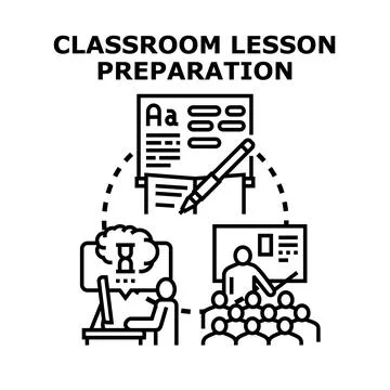 Education process diagram preparing lesson planning and teaching Stock Illustration