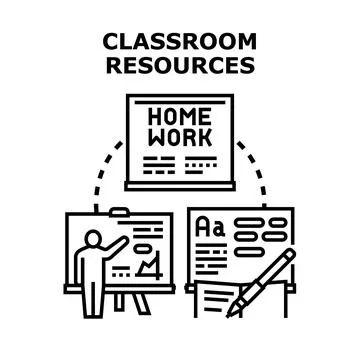 Education process using classroom resources and homework Stock Illustration
