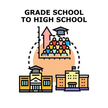 Education progression from elementary to secondary school Ilustración de archivo