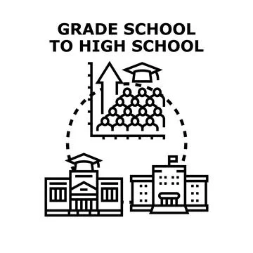 Education progression from elementary to secondary school Ilustración de archivo