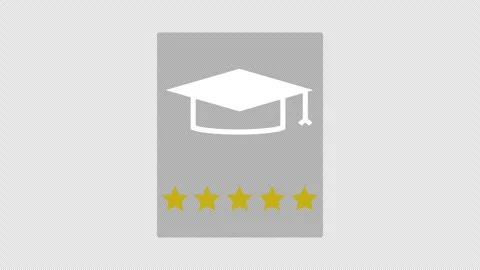 Education rating interface with graduation cap and five yellow stars on alp.. 스톡 동영상 336243848