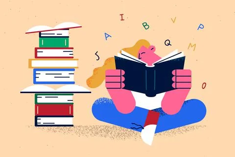 Education, Reading books, learning concept Stock Illustration