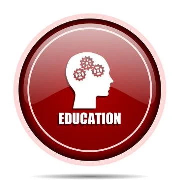 Education red glossy round web icon. Circle isolated internet button for webd Stock Illustration