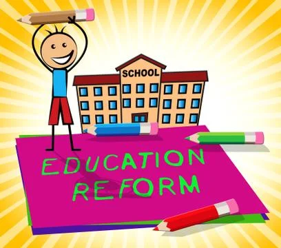 Education Reform Displays Changing Learning 3d Illustration イラスト素材