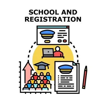 Education registration process for online learning and development Stock Illustration
