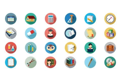 Education Related Vector Flat Icons Stock Illustration