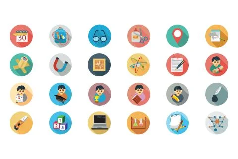 Education Related Vector Flat Icons Collection Stock Illustration